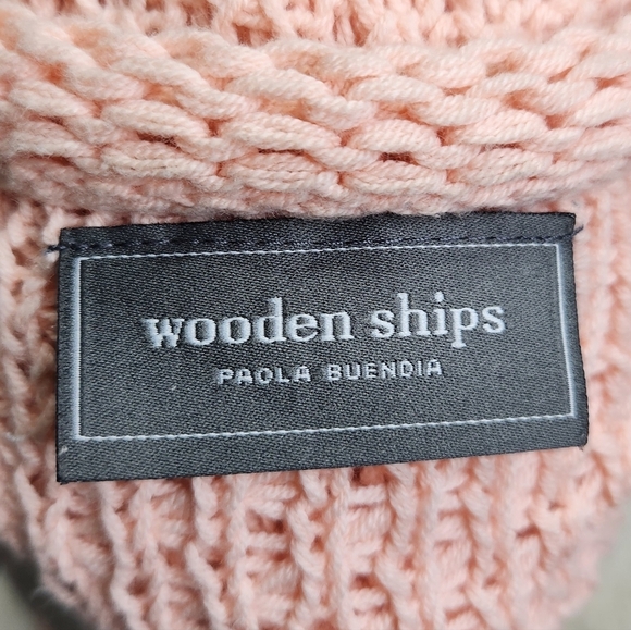 Wooden Ships Loose Knit Oversized Slouchy Cotton Blend Sweater Sz Med/LG Peach - Picture 3 of 9